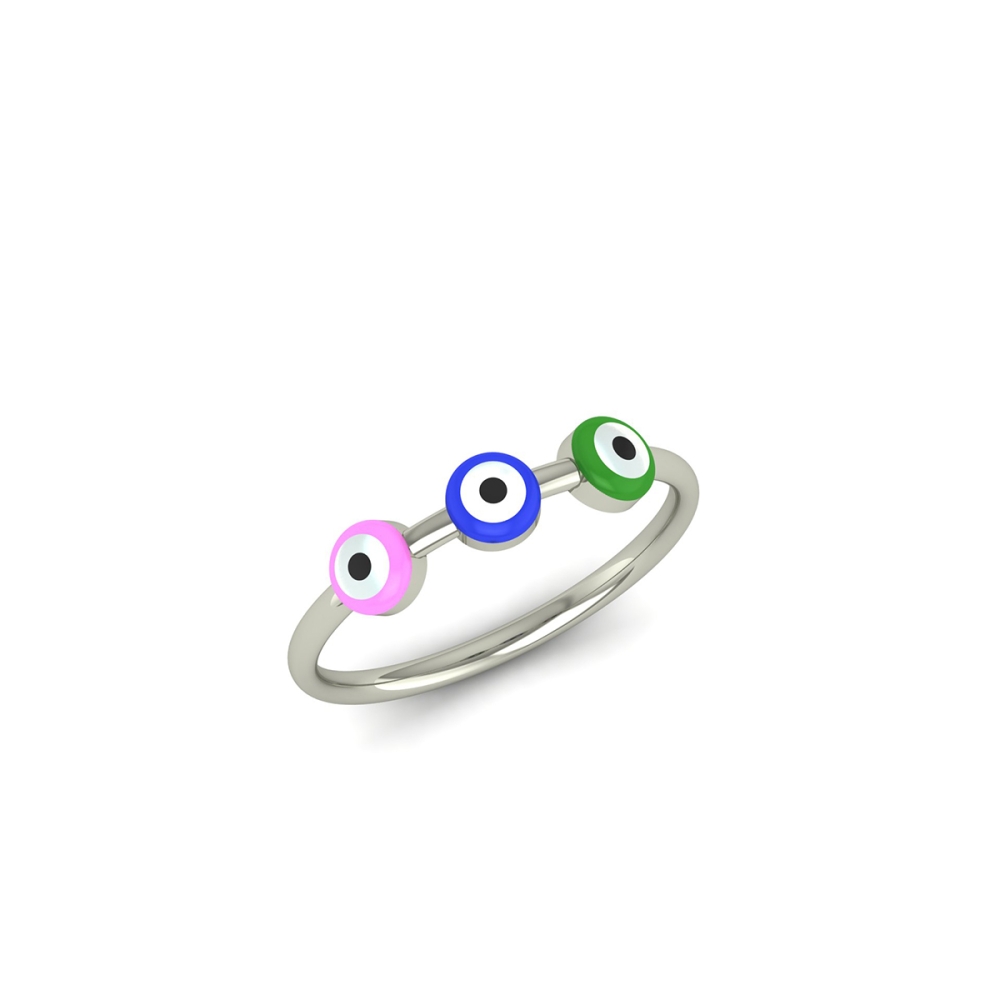 Trio Rainbow Evil Eye Gold Ring