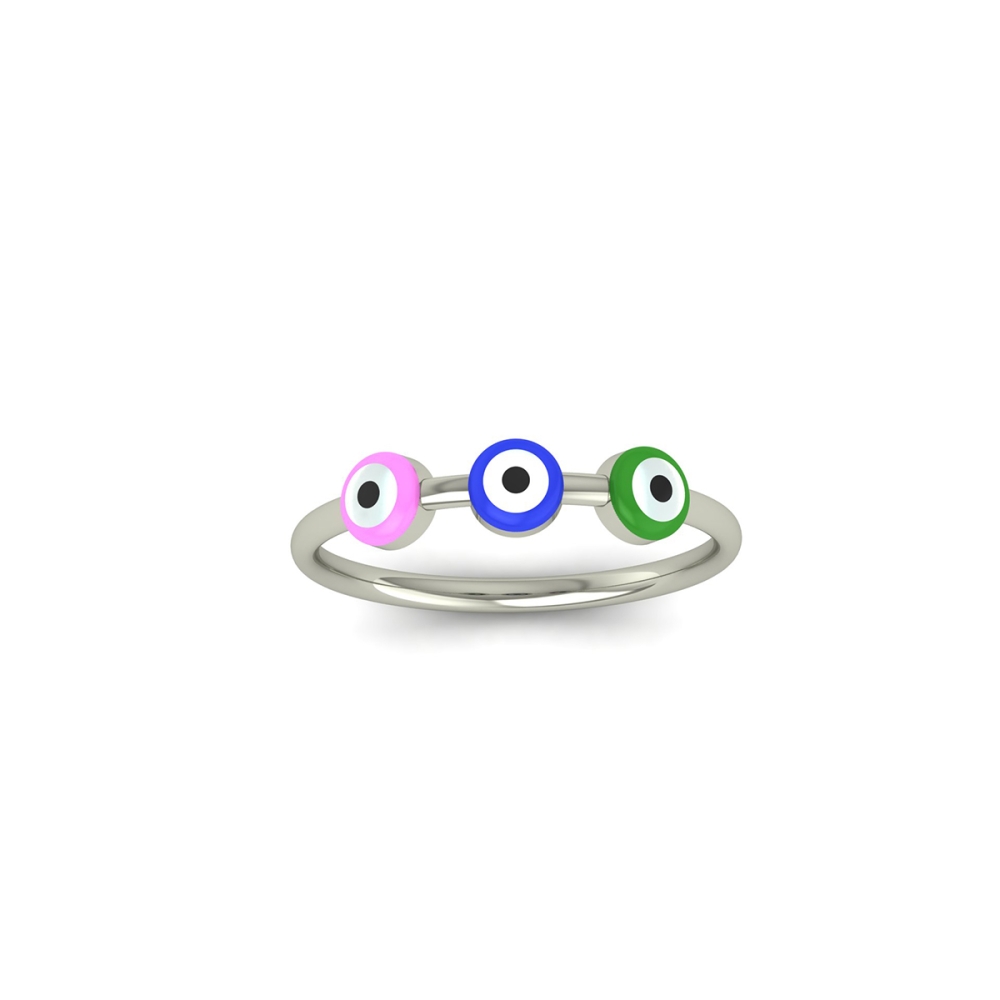 Trio Rainbow Evil Eye Gold Ring