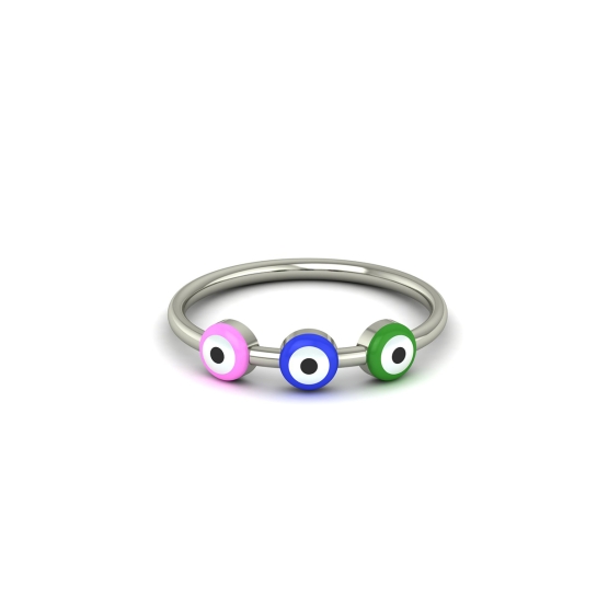 Trio Rainbow Evil Eye Gold Ring