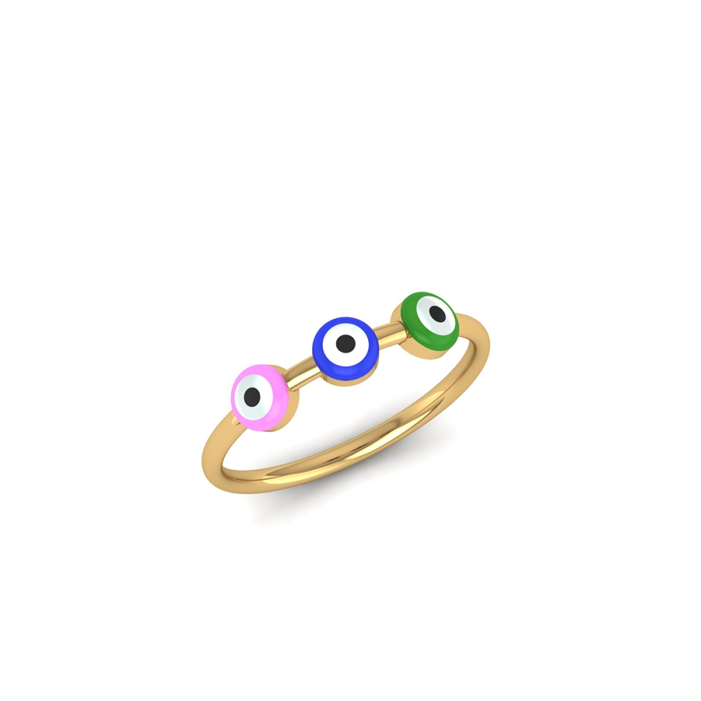 Trio Rainbow Evil Eye Gold Ring