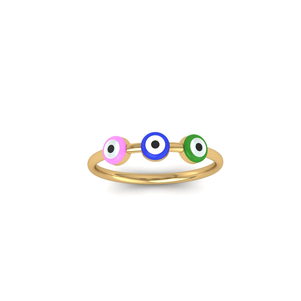 Trio Rainbow Evil Eye Gold Ring