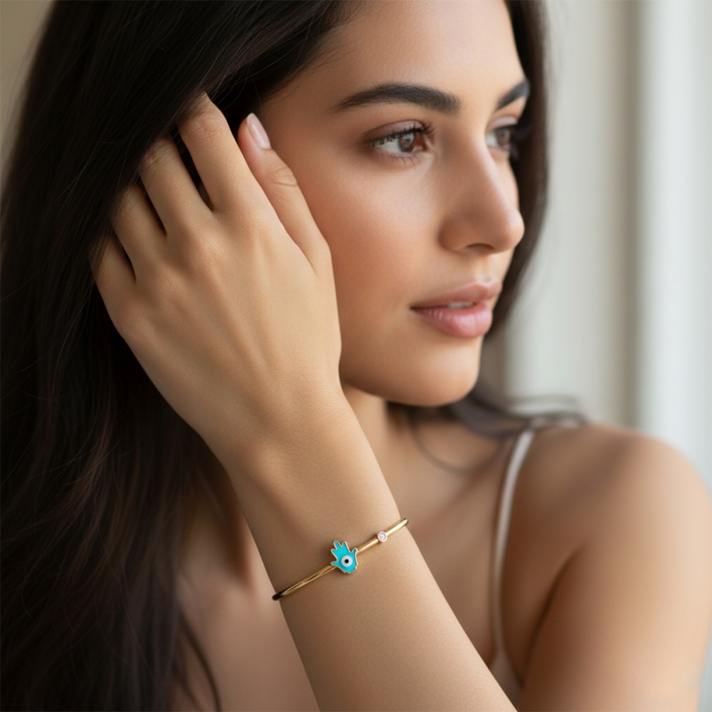 Turquoise Hamsa Glow Bracelet