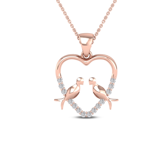 Twin Lovebirds Diamond Heart Pendant