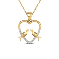 Twin Lovebirds Diamond Heart Pendant