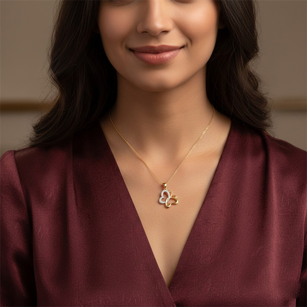 TwinHearts Diamond Butterfly Pendant