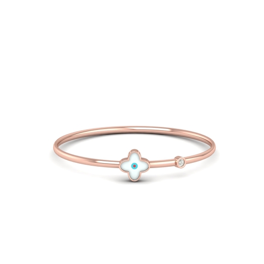 WHITE Blossom Charm Bangle