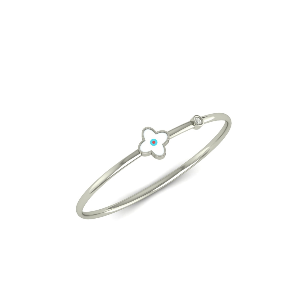 WHITE Blossom Charm Bangle