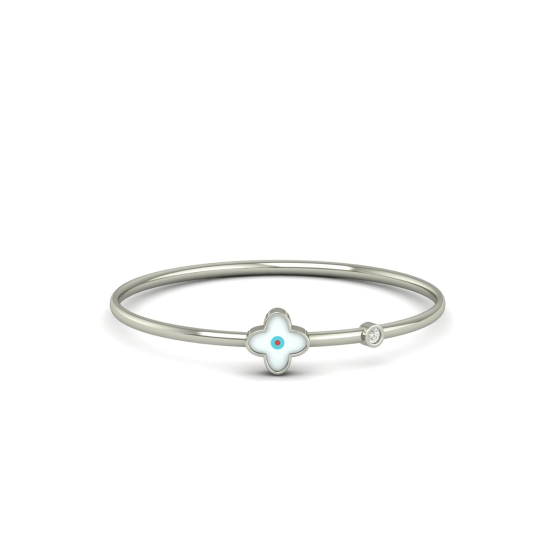WHITE Blossom Charm Bangle