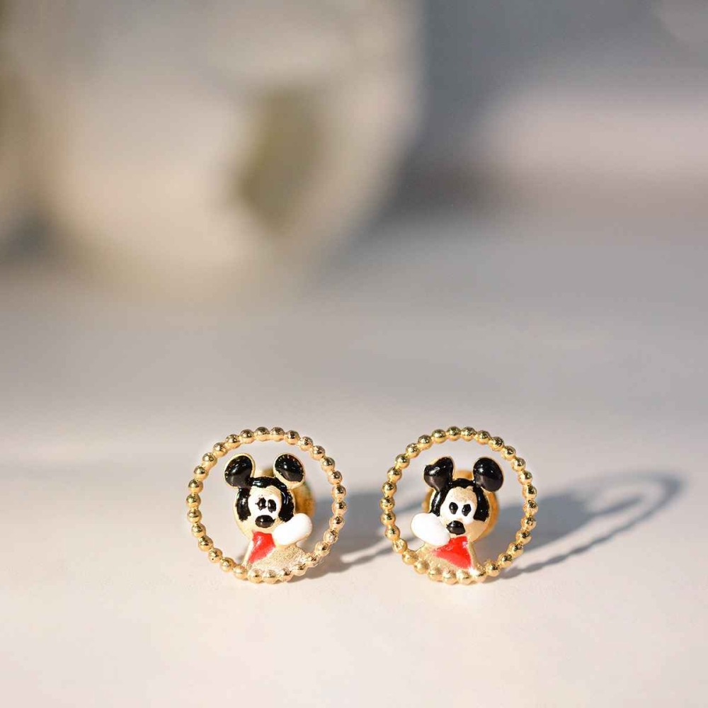 Yellow Gold 14k Mickey Kid Earrings