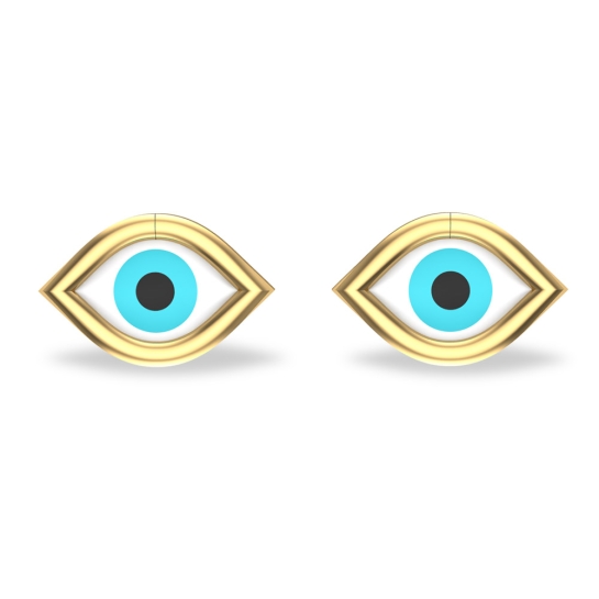 Akshita Yellow Gold Evil Eye Studs Earrings For Women