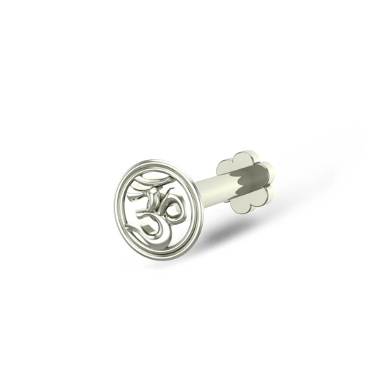 Om White Gold Nose Pin