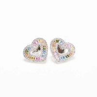 925 Sterling Silver Rainbow Heart Stud Earrings