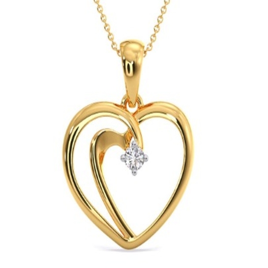 Gold and Diamond Heart Pendant For Women