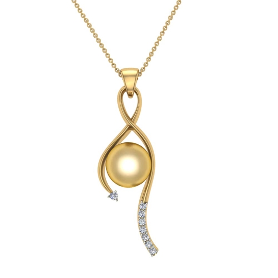 Ivy Pearl Gold and Diamond Pendant 
