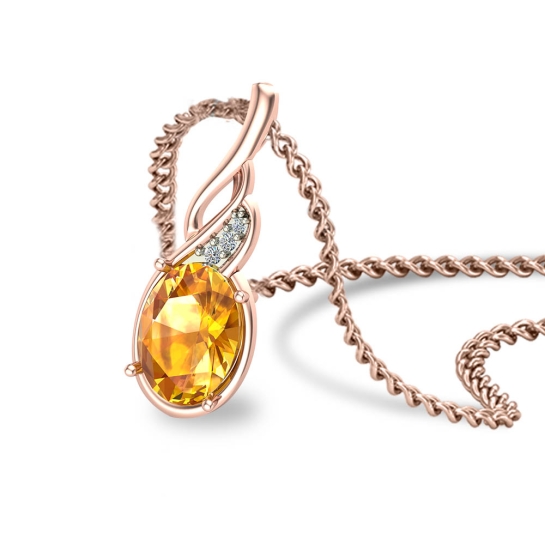 Westley Diamond and Citrine Gold Pendant