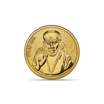 Dishis 24k(999) Yellow Gold Sai Baba 2 gm Coin