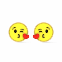 Smiley Yellow Gold Stud Earrings for Kids and Teen Girls