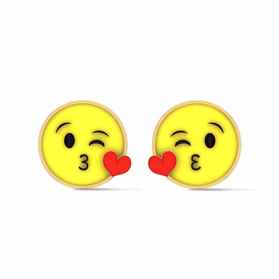Smiley Yellow Gold Stud Earrings for Kids and Teen Girls