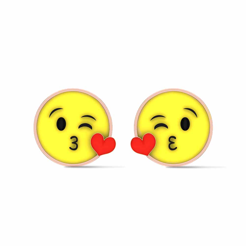 Smiley Yellow Gold Stud Earrings for Kids and Teen Girls