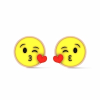 Smiley Rose Gold Stud Earrings for Kids and Teen Girls