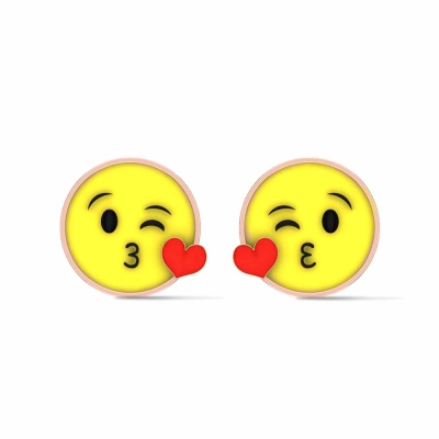 Smiley Rose Gold Stud Earrings for Kids and Teen Girls