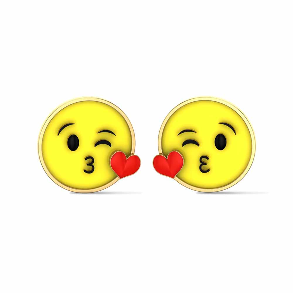 Smiley Yellow Gold Stud Earrings for Kids and Teen Girls
