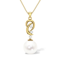 William Pearl Gold and Diamond Pendant 