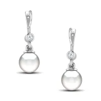 Hillary Pearl Drop Diamond Earrings 