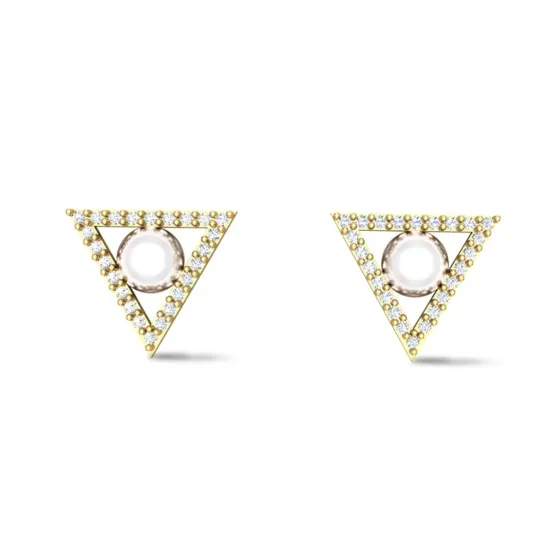 Olivia Yellow Gold Pearl Stud Earings