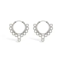 Garnet White Gold Hoop Earrings