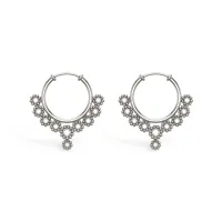 Onyx White Gold Hoop Earrings