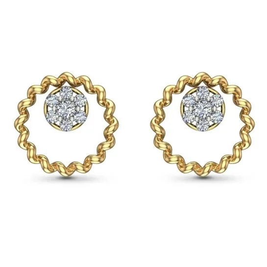 Muskan Yellow Gold Diamond Stud Earrings Muskan Yellow Gold Diamond Stud Earrings