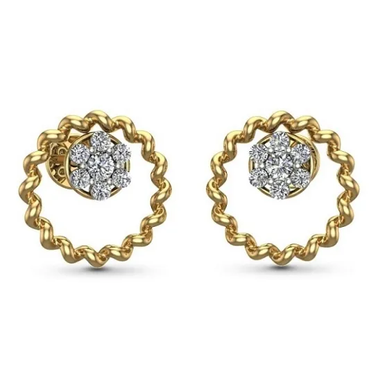 Muskan Yellow Gold Diamond Stud Earrings Muskan Yellow Gold Diamond Stud Earrings