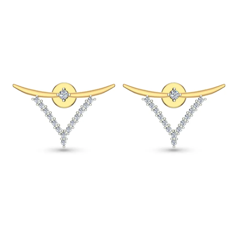 Ziya Yellow Gold Diamond Stud Earrings