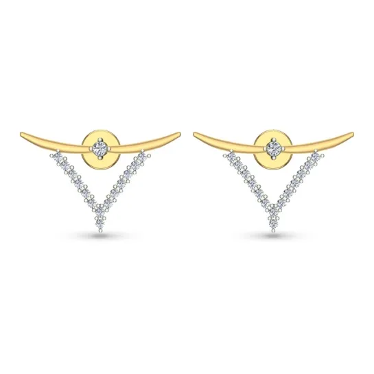 Ziya Yellow Gold Diamond Stud Earrings
