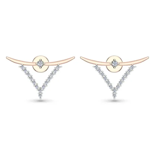 Ziya Yellow Gold Diamond Stud Earrings