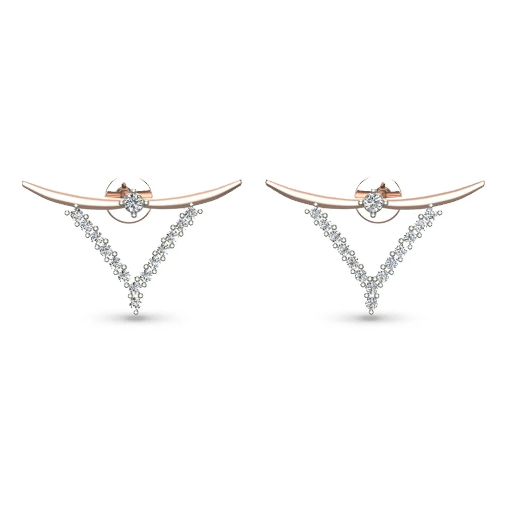 Ziya Yellow Gold Diamond Stud Earrings