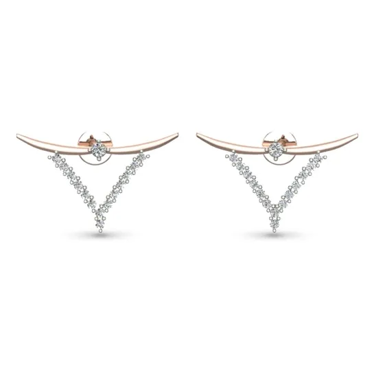 Ziya Yellow Gold Diamond Stud Earrings