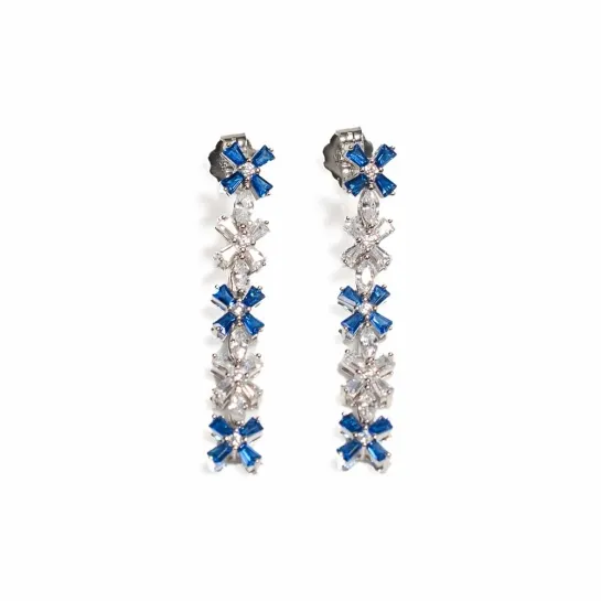 925 Sterling Silver Long Blue Drop Earrings 925 Sterling Silver Long Blue Drop Earrings