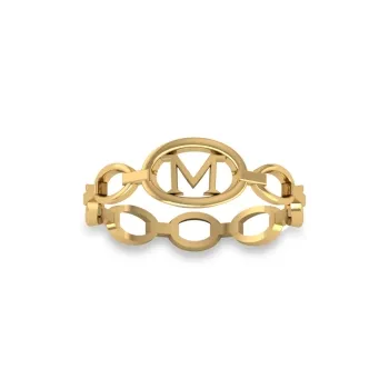M Alphabet Gold Ring…