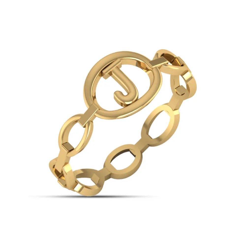 J Alphabet Gold Ring J Alphabet Gold Ring