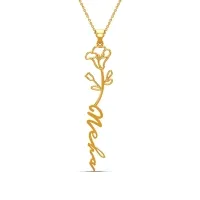 Neha Name Gold Pendant | September Birth Flower