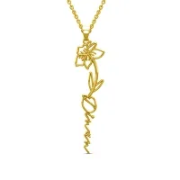 Dinan Name Gold Pendant | March Birth Flower