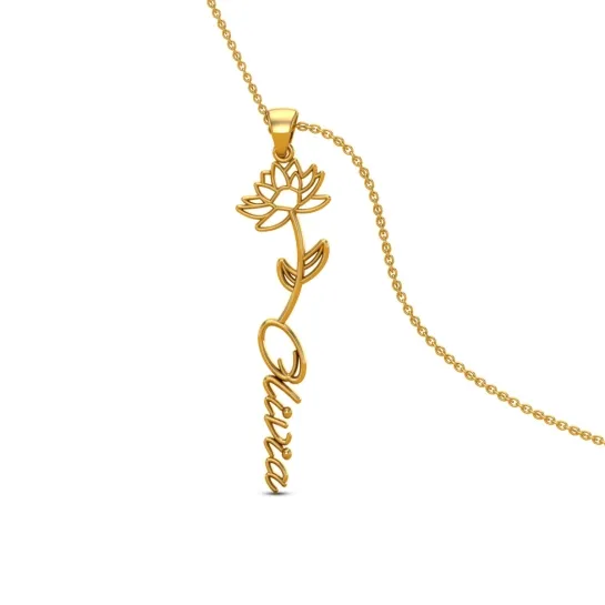 Olivia Name Gold Pendant | July Birth Flower Olivia Name Gold Pendant | July Birth Flower
