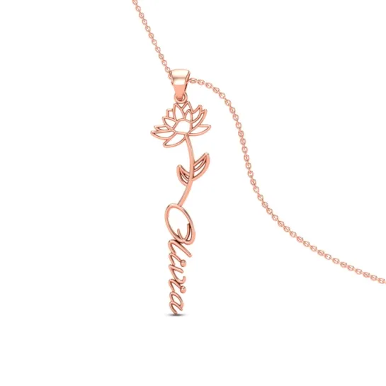 Olivia Name Gold Pendant | July Birth Flower Olivia Name Gold Pendant | July Birth Flower