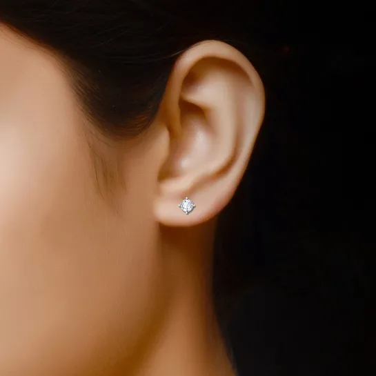 White Gold Simulated Diamond Stud Earrings White Gold Simulated Diamond Stud Earrings