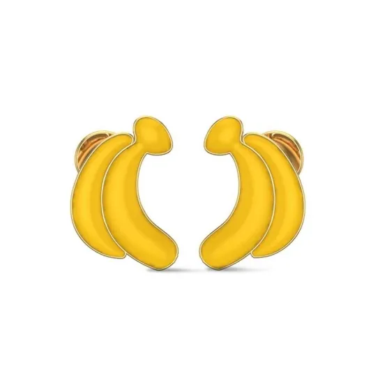 18k Banana Rose Gold Stud Earrings for Kids and Teen Girls 18k Banana Rose Gold Stud Earrings for Kids and Teen Girls