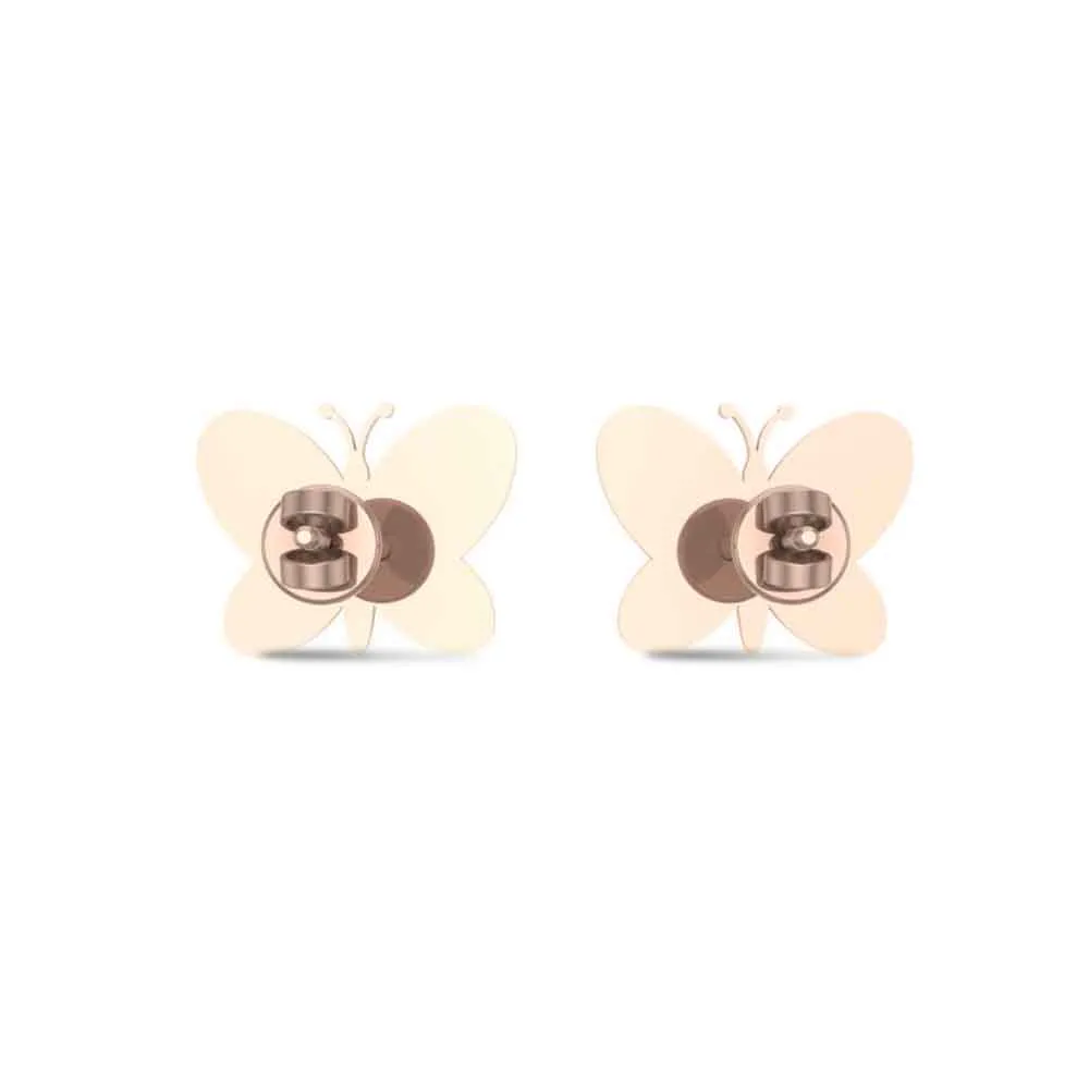 18k Butterfly Rose Gold Stud Earrings for Kids and Teen Girls 18k Butterfly Rose Gold Stud Earrings for Kids and Teen Girls