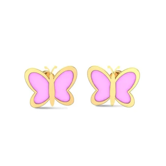 18k Butterfly Rose Gold Stud Earrings for Kids and Teen Girls 18k Butterfly Rose Gold Stud Earrings for Kids and Teen Girls