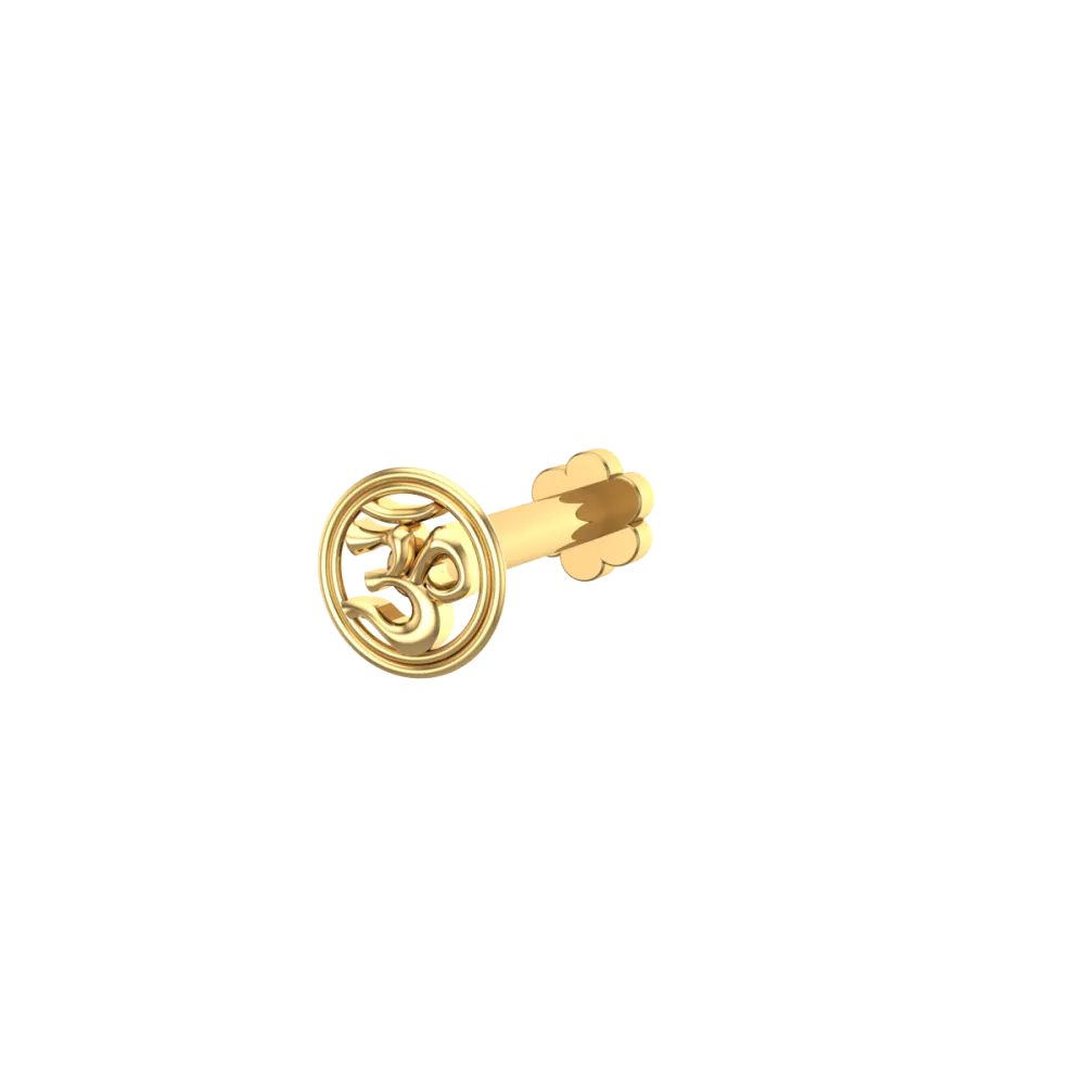 Om Yellow Gold Nose Pin Om Yellow Gold Nose Pin